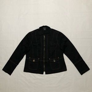 Cynthia Max Women’s Long Sleeve 97% Cotton Black Zip-Up Jacket size PL